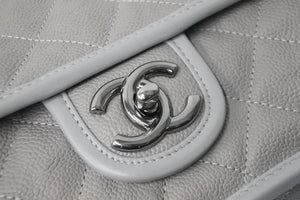 CHANEL シャネル チェーンショルダーバッグ 19番台 フレンチ リビエラ キャビアスキン グレー シルバー金具 良品 中古 56756