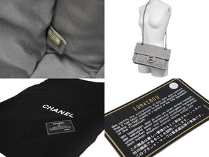 CHANEL シャネル チェーンショルダーバッグ 19番台 フレンチ リビエラ キャビアスキン グレー シルバー金具 良品 中古 56756