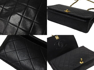 CHANEL シャネル チェーンショルダーバッグ マトラッセ フルフラップ 1番台 ラムスキン ブラック ゴールド金具 良品 中古 56757
