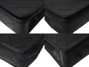 CHANEL シャネル チェーンショルダーバッグ マトラッセ フルフラップ 1番台 ラムスキン ブラック ゴールド金具 良品 中古 56757