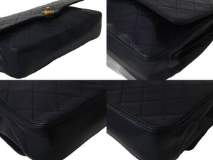 CHANEL シャネル ショルダーバッグ マトラッセ シングルフラップ 0番台 レザー ネイビー ゴールド金具 美品 中古 56758