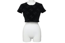 Load image into Gallery viewer, CHANEL シャネル 半袖Ｔシャツ ココマーク ベロア チビT ブラック ショート丈 サイズ40 96P 美品 中古 56763