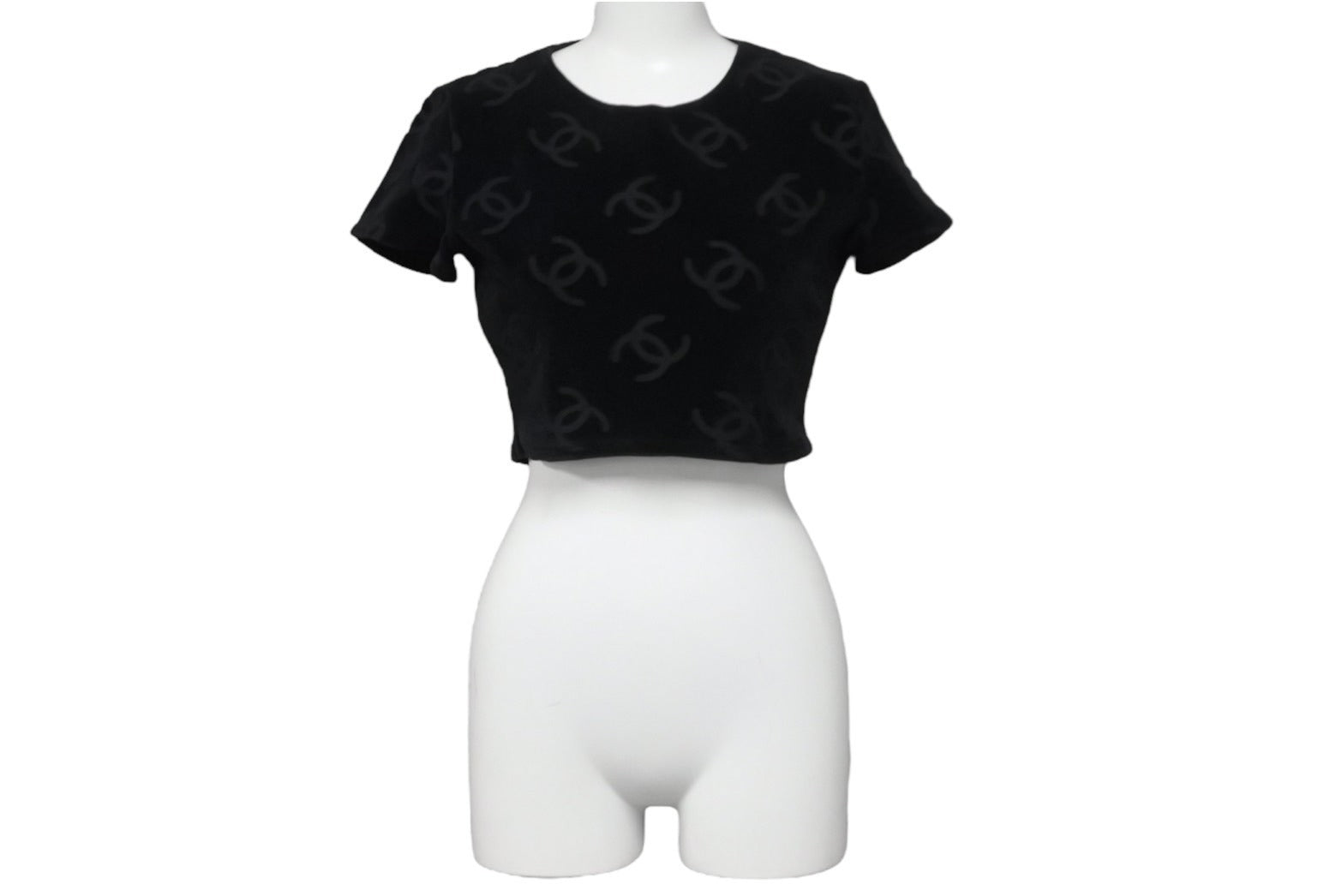 CHANEL シャネル 半袖Tシャツ ココマーク ベロア チビT CHANEL シャネル 半袖Tシャツ ココマーク ベロア チビT