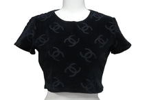Load image into Gallery viewer, CHANEL シャネル 半袖Ｔシャツ ココマーク ベロア チビT ブラック ショート丈 サイズ40 96P 美品 中古 56763