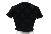 Load image into Gallery viewer, CHANEL シャネル 半袖Ｔシャツ ココマーク ベロア チビT ブラック ショート丈 サイズ40 96P 美品 中古 56763