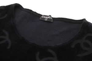 CHANEL シャネル 半袖Ｔシャツ ココマーク ベロア チビT ブラック ショート丈 サイズ40 96P 美品 中古 56763