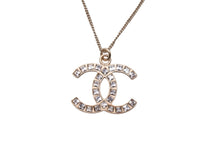 Load image into Gallery viewer, CHANEL シャネル ネックレス ココマーク B13P刻印 スクエア ラインストーン シャンパンゴールド 美品 中古 56765