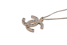 Load image into Gallery viewer, CHANEL シャネル ネックレス ココマーク B13P刻印 スクエア ラインストーン シャンパンゴールド 美品 中古 56765