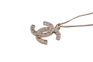 CHANEL シャネル ネックレス ココマーク B13P刻印 スクエア ラインストーン シャンパンゴールド 美品 中古 56765