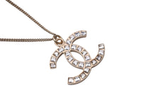 Load image into Gallery viewer, CHANEL シャネル ネックレス ココマーク B13P刻印 スクエア ラインストーン シャンパンゴールド 美品 中古 56765