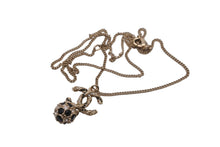 Load image into Gallery viewer, 極美品 CHANEL シャネル ネックレス B19刻印 ココマーク ぶら下がり ボール ラインストーン ゴールド ブラック 中古 56766