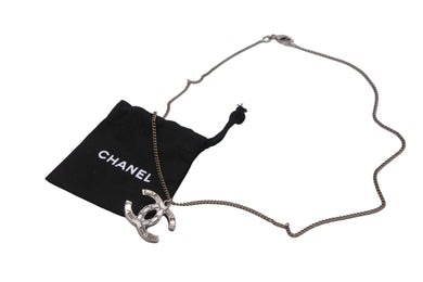 CHANEL シャネル ネックレス ココマーク 刻印不鮮明 シルバー ラインストーン ラメ リバーシブル 美品 中古 56768