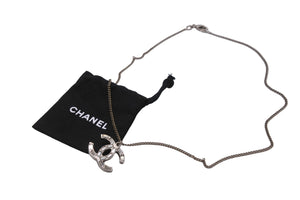 CHANEL シャネル ネックレス ココマーク 刻印不鮮明 シルバー ラインストーン ラメ リバーシブル 美品 中古 56768