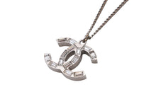 Load image into Gallery viewer, CHANEL シャネル ネックレス ココマーク 刻印不鮮明 シルバー ラインストーン ラメ リバーシブル 美品 中古 56768