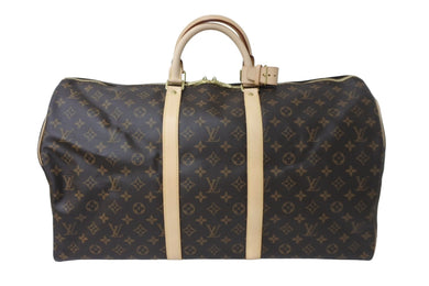 新品同様 LOUIS VUITTON ルイヴィトン ボストンバッグ キーポル 55 モノグラム M41424 ブラウン ゴールド金具 中古 56783