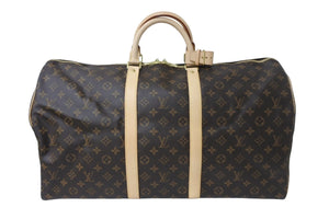 新品同様 LOUIS VUITTON ルイヴィトン ボストンバッグ キーポル 55 モノグラム M41424 ブラウン ゴールド金具 中古 56783