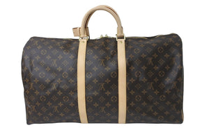 新品同様 LOUIS VUITTON ルイヴィトン ボストンバッグ キーポル 55 モノグラム M41424 ブラウン ゴールド金具 中古 56783