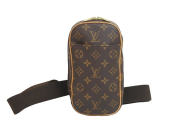 LOUIS VUITTON ルイヴィトン ショルダーバッグ ポシェットガンジュ モノグラム M51870 ブラウン ゴールド金具 美品 中古 56794