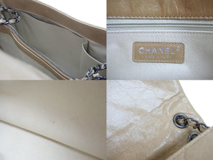 CHANEL シャネル チェーンショルダーバッグ ココマーク 20番台 2015年 マトラッセ ラムスキン ベージュ シルバー 美品 中古 56798