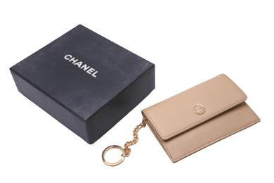 CHANEL シャネル カードケース 10番台 ベージュ 小物 ココマーク キーリング付き 小銭入れ コインケース 良品 中古 56809
