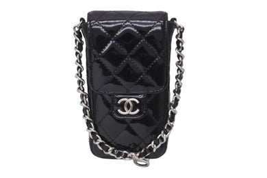 CHANEL シャネル マトラッセ パテントレザー チェーン ポーチ 13番台 ココマーク ブラック 小物入れ ケース 美品 中古 56810