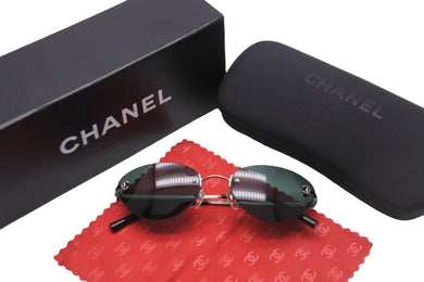 CHANEL シャネル サングラス ココマーク ブラック シルバー 美品 中古 56811