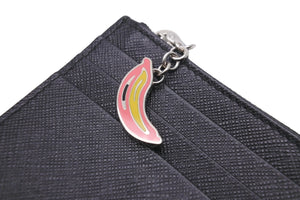PRADA プラダ コインケース カードケース 財布 バナナ サフィアーノ スマルト ブラック カーフレザー 中古 美品 56813