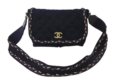 極美品 CHANEL シャネル ショルダーバッグ ザルツブルクマトラッセ ココマーク 24番台 A91821 ネイビー ゴールド金具 中古 56819