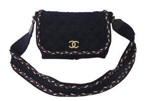 極美品 CHANEL シャネル ショルダーバッグ ザルツブルクマトラッセ ココマーク 24番台 A91821 ネイビー ゴールド金具 中古 56819