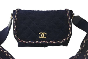 極美品 CHANEL シャネル ショルダーバッグ ザルツブルクマトラッセ ココマーク 24番台 A91821 ネイビー ゴールド金具 中古 56819