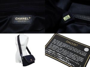 極美品 CHANEL シャネル ショルダーバッグ ザルツブルクマトラッセ ココマーク 24番台 A91821 ネイビー ゴールド金具 中古 56819