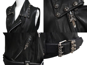 極美品 CHROME HEARTS クロムハーツ ジレ オーダーベストクロスボールボタン CHクロスペンダント ローラーベルト S 中古 56827