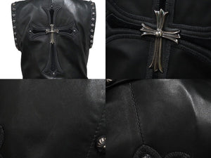 極美品 CHROME HEARTS クロムハーツ ジレ オーダーベストクロスボールボタン CHクロスペンダント ローラーベルト S 中古 56827