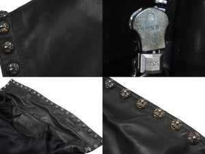 極美品 CHROME HEARTS クロムハーツ ジレ オーダーベストクロスボールボタン CHクロスペンダント ローラーベルト S 中古 56827