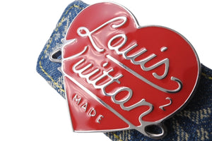 LOUIS VUITTON ルイヴィトン ベルト M0465 NIGO リバーシブル ハート LV MADE デニム インディゴ サイズ85/34 美品 中古 56828