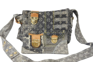 LouisVuitton ルイヴィトン パッチワーク ポスティ メッセンジャーバッグ モノグラムデニム グレー M95374 美品 中古 56831