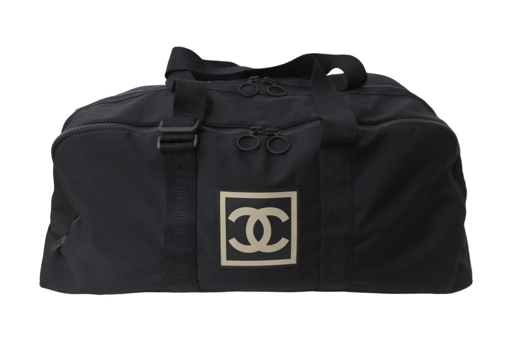CHANEL シャネル ボストンバッグ スポーツライン ココマーク コットンキャンバス ブラック 7番台 美品 中古 56832