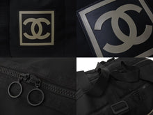 Load image into Gallery viewer, CHANEL シャネル ボストンバッグ スポーツライン ココマーク コットンキャンバス ブラック 7番台 美品 中古 56832