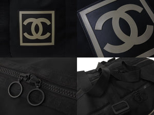 CHANEL シャネル ボストンバッグ スポーツライン ココマーク コットンキャンバス ブラック 7番台 美品 中古 56832