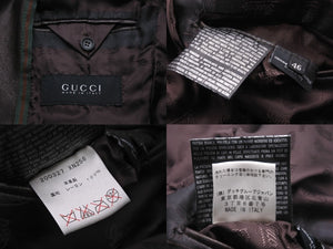 GUCCI グッチ シェリーライン テーラードジャケット ブラウン 羊革 レーヨン アウター 200327 XN256 サイズ46 美品 中古 56849