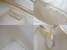 画像をギャラリービューアに読み込む, 極美品 PRADA プラダ 2WAY ハンドバッグ 1BG089 キャンバス ラフィア カゴ ストロー ホワイト ゴールド金具 中古 56860 