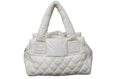 CHANEL シャネル ハンドバッグ コココクーン 14番台 A48619 ホワイト ナイロン シルバー金具 良品 中古 56862