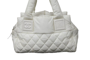 CHANEL シャネル ハンドバッグ コココクーン 14番台 A48619 ホワイト ナイロン シルバー金具 良品 中古 56862