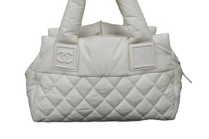 CHANEL シャネル ハンドバッグ コココクーン 14番台 A48619 ホワイト ナイロン シルバー金具 良品 中古 56862