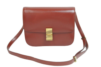 CELINE セリーヌ ショルダーバッグ プレオウンド クラシック ボックス 斜め掛け カーフスキン レッド ゴールド金具 良品 中古 56876