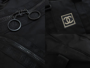 CHANEL シャネル ボストンバッグ スポーツライン 7番台 ココマーク ブラック ナイロン ブラック金具 美品 中古 56887