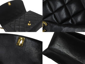 極美品 CHANEL シャネル ショルダーバッグ ダイアナ 25 2番台 ラムスキン ブラック ゴールド金具 中古 56888