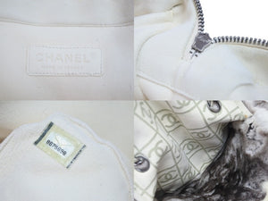 CHANEL シャネル チェーンショルダーバッグ ムートンファー ココマーク 8番台 2003年 ホワイト ブラウン シルバー 美品 中古 56889