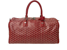 Load image into Gallery viewer, 極美品 GOYARD ゴヤール クロワジュール50 ボストンバッグ ヘリンボーン PVC コーティングキャンバス レッド 中古 56892