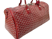 Load image into Gallery viewer, 極美品 GOYARD ゴヤール クロワジュール50 ボストンバッグ ヘリンボーン PVC コーティングキャンバス レッド 中古 56892